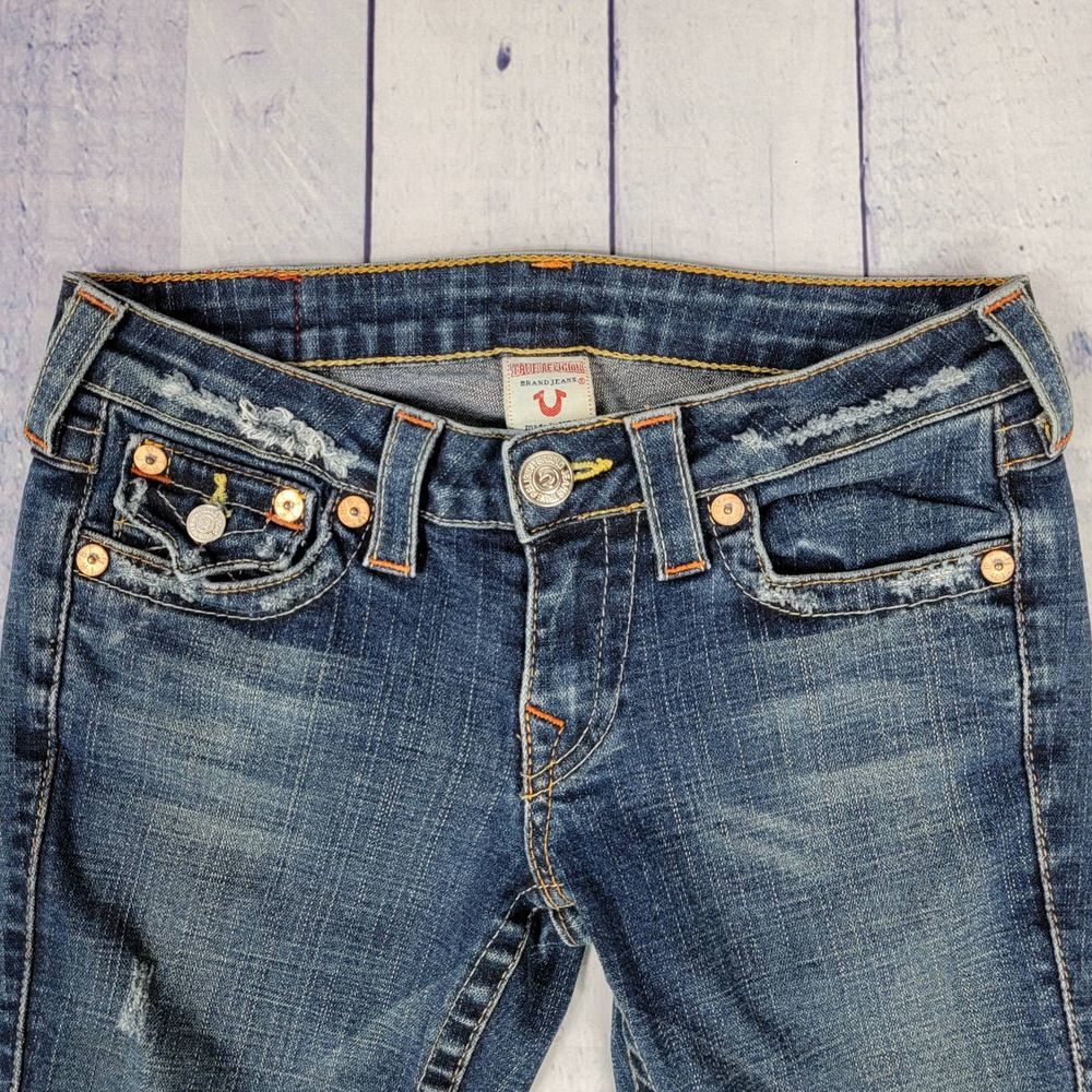 True Religion Vintage Y2K Joey Low Rise Twist Flare Leg Jeans Size 26 - Picture 5 of 8